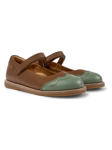 Camper Leren ballerina's lichtbruin