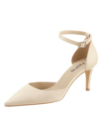 Heine Leren pumps met riempje beige