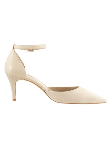 Heine Leren pumps met riempje beige