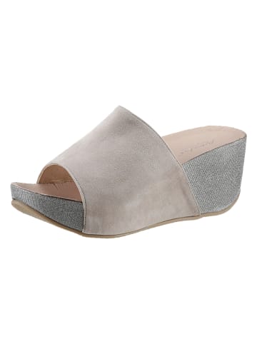 Heine Leder-Keilpantoletten in Beige
