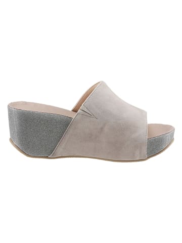 Heine Leder-Keilpantoletten in Beige