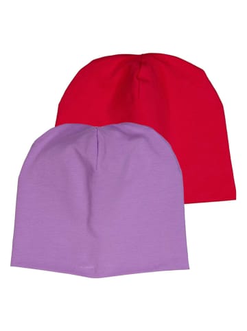 Fred´s World by GREEN COTTON Czapki beanie (2 szt.) "Alfa" w kolorze fioletowym i czerwonym