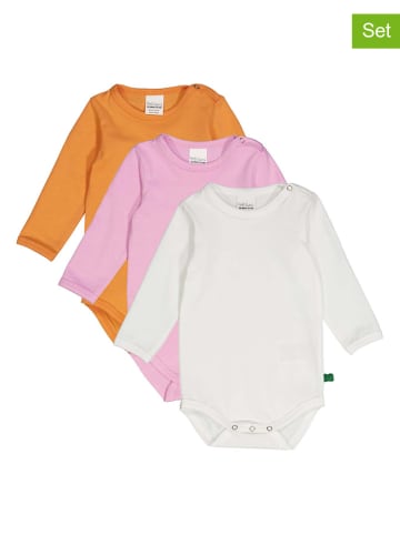 Fred´s World by GREEN COTTON 3-delige set: rompers "Alfa" oranje/wit/lichtroze