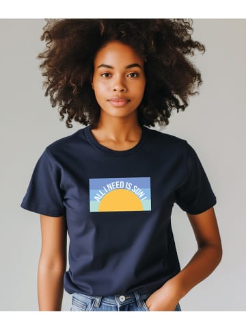 WOOOP Shirt "All I need is sun" donkerblauw