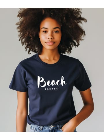 WOOOP Koszulka "Beach please" w kolorze granatowym