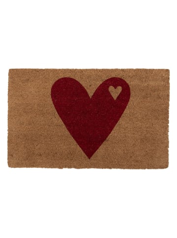 Clayre & Eef Kokos-Fußmatte in Hellbraun/ Rot - (L)75 x (B)45 cm