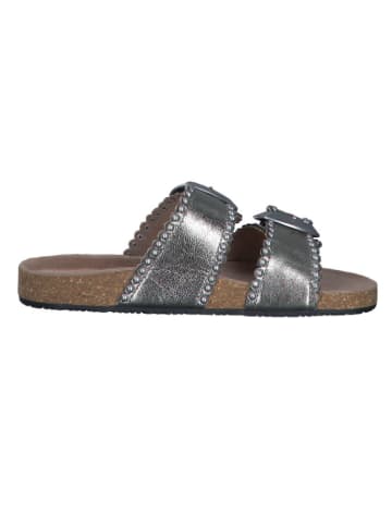 s.Oliver Leder-Pantoletten in Silber