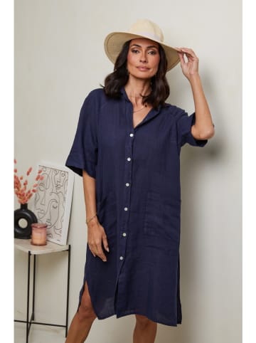 Le Monde du Lin Leinen-Kleid in Dunkelblau