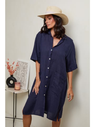 Le Monde du Lin Leinen-Kleid in Dunkelblau