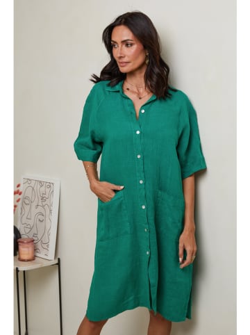 Le Monde du Lin Leinen-Kleid in Grün
