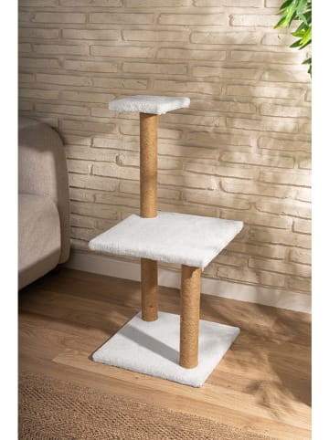 Evila Katzenkratzbaum in Beige/ Weiß - (B)41 x (H)90 cm (T)41 cm