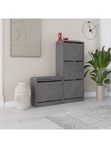 Evila Schuhschrank "Dude" in Grau - (B)105 x (H)118,5 x (T)26 cm