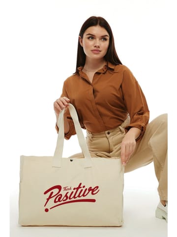 BAGmori Schultertasche in Creme - (B)50 x (H)36 x (T)12 cm