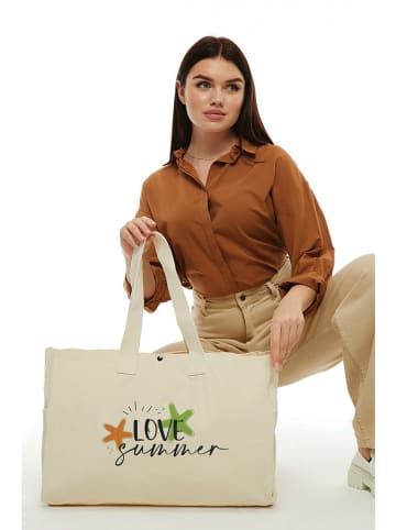 BAGmori Schultertasche in Creme - (B)50 x (H)36 x (T)12 cm