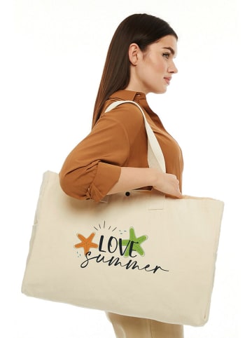 BAGmori Schultertasche in Creme - (B)50 x (H)36 x (T)12 cm