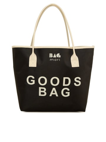 BAGmori Schultertasche in Schwarz/ Creme - (B)43 x (H)34 x (T)12 cm