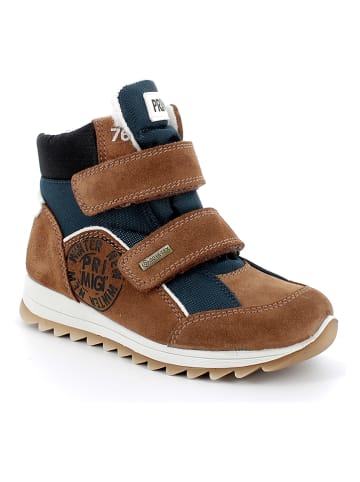 Primigi Leder-Winterboots in Braun/ Dunkelblau