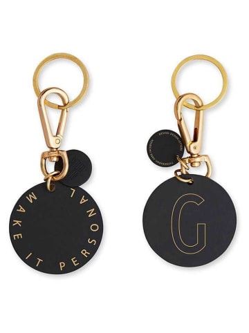 Design Letters Sleutelhanger "G" zwart/goudkleurig