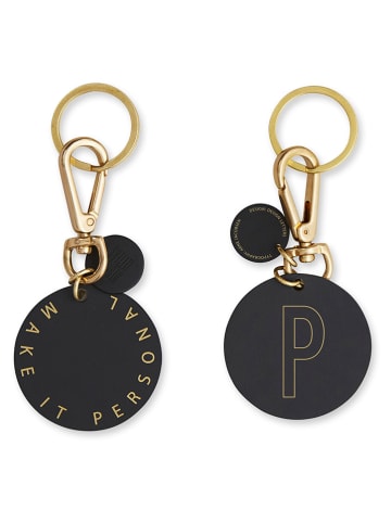 Design Letters Schlüsselanhänger "P" in Schwarz/ Gold