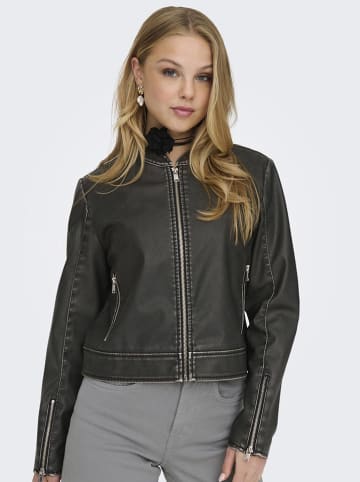 ONLY Kunstlederjacke in Schwarz