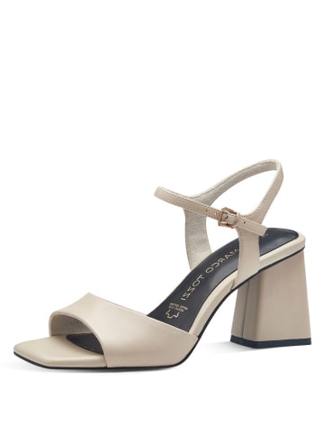Marco Tozzi Leder-Sandaletten in Creme