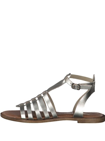 Marco Tozzi Leren sandalen zilverkleurig