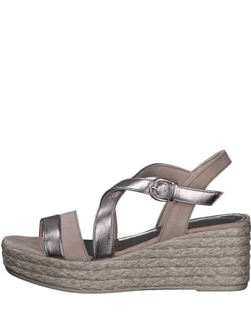 Marco Tozzi Sleehaksandalen beige/zilverkleurig