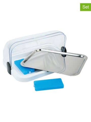 APS 5-delige set: buffetvitrine wit/transparant - (B)44 x (H)32 x (D)20,5 cm