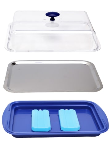APS 5tlg. Set: Thermo-Tablett in Blau/ Transparent - (B)43 x (H)29 x (T)14 cm
