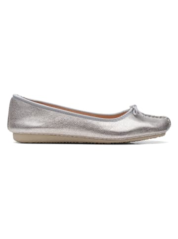 Clarks Leder-Ballerinas "Freckle Ice" in Silber