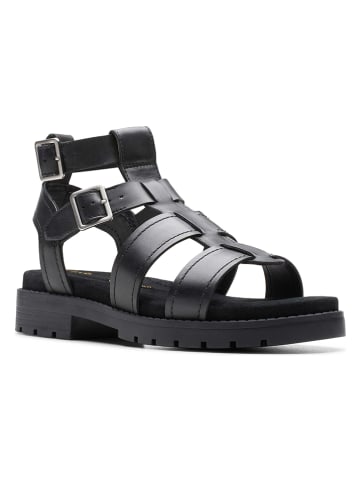 Clarks Skórzane sandały "Orinoco Cove" w kolorze czarnym na obcasie