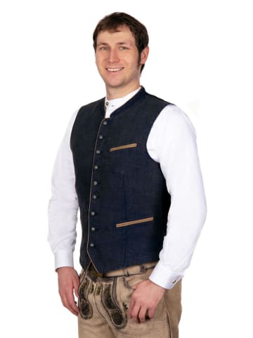 Edelnice Leinen-Trachtenweste "Kilian" in Dunkelblau