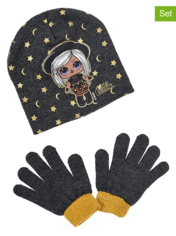 L.O.L. Surprise 2tlg. Winteraccessoires-Set "LOL Surprise" in Anthrazit/ Gelb