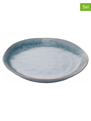 Villa d´Este 6er-Set: Speiseteller "The Market" in Hellblau/ Braun - Ø 26 cm