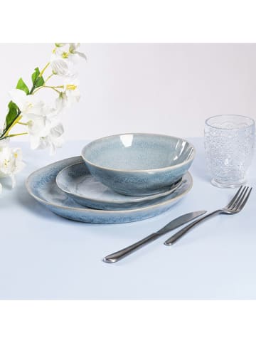 Villa d´Este 6er-Set: Speiseteller "The Market" in Hellblau/ Braun - Ø 26 cm