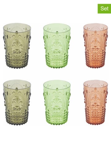 Villa d´Este 6er-Set: Gläser "Fashion" in Orange/ Grün - 400 ml