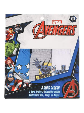 Avengers 3er-Set: Slips "Avengers" in Grau/ Weiß/ Blau