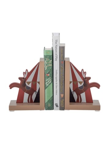 Bloomingville mini 2er-Set: Buchstützen "Santos" in Natur/ Rot - (L)11 x (B)15 x (H)22 cm