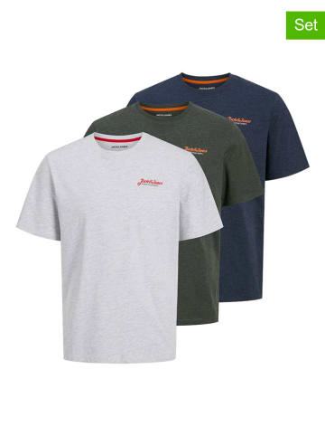 Jack & Jones 3-delige set: shirts lichtgrijs/donkerblauw/donkergroen