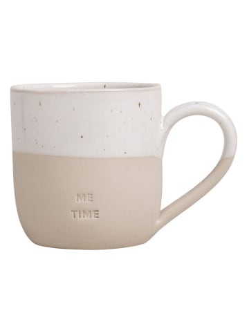Eulenschnitt Cappuccinotasse "Me Time" in Beige/ Weiß - 190 ml