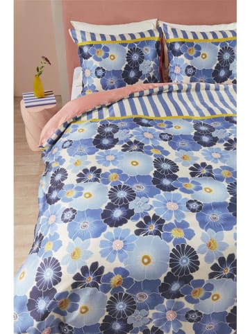 Oilily Satin-Bettwäsche-Set "Nica" in Blau/ Rosa