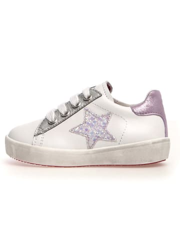 Naturino Leren sneakers "Annie" wit/paars/zilverkleurig