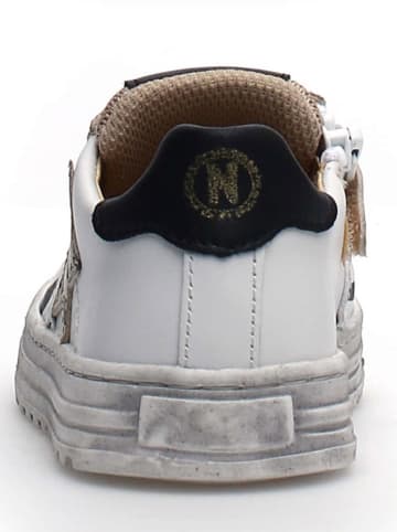 Naturino Leren sneakers "Hess" wit/goudkleurig/zwart