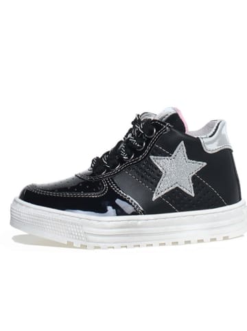 Naturino Leren sneakers "Hess" zwart/lichtroze/zilverkleurig