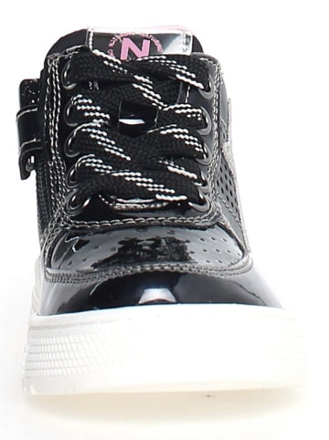 Naturino Leren sneakers "Hess" zwart/lichtroze/zilverkleurig