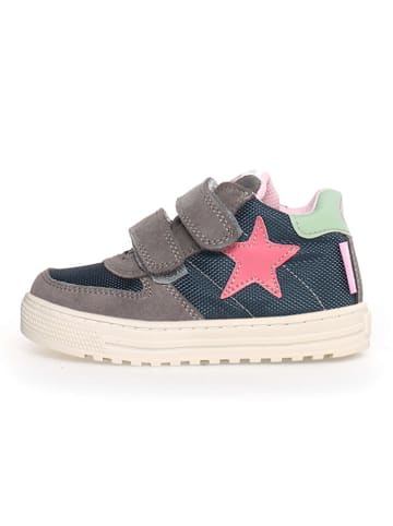 Naturino Leder-Sneakers "Hess" in Grau/ Dunkelblau/ Rosa