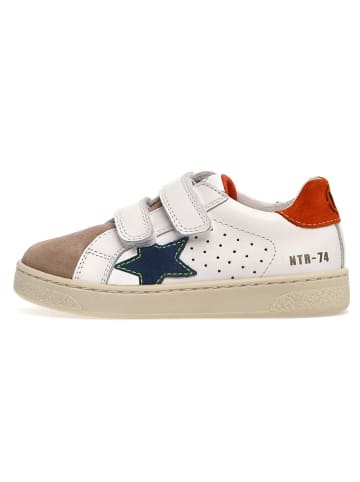 Naturino Leder-Sneakers "Pinn" in Weiß/ Beige/ Blau