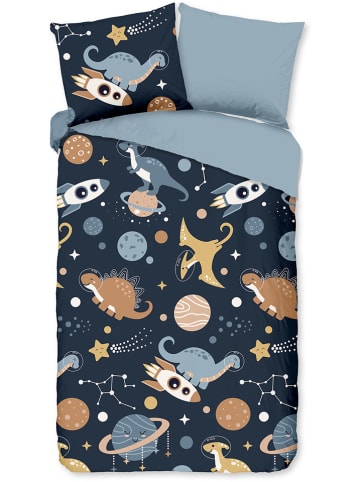 Pure Komplet pościeli "Spacedino" w kolorze granatowym z mikrofibry