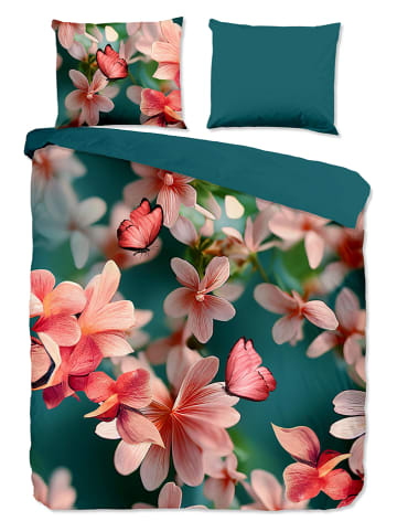 Pure Microvezel beddengoedset "Yeya" petrol/lichtroze