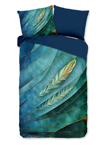 Pure Microvezel beddengoedset "Neva" donkerblauw/mintgroen